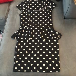 Polka dot peplum dress